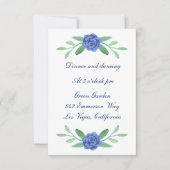 Blue Floral Greenery Foliage Wedding Reception Kaart (Voorkant)
