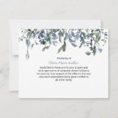 Blue Floral Greenery Funeral Script Merci (Devant)