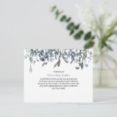 Blue Floral Greenery Funeral Script Merci (Debout devant)