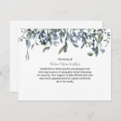 Blue Floral Greenery Funeral Script Merci (Devant / Derrière)