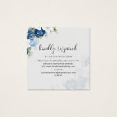 Blue Floral Greenery QR Code Mariage Carte RSVP (Devant)