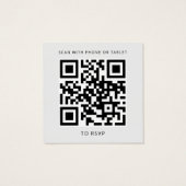 Blue Floral Greenery QR Code Mariage Carte RSVP (Dos)