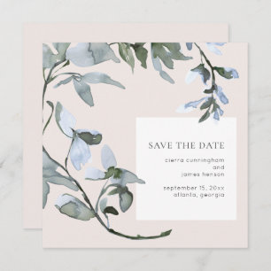Blue Floral Greenery Wedding Enregistrer la carte 