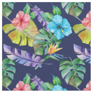 Blue Floral Hawaiian Stof