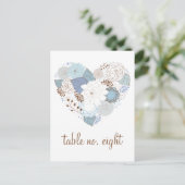 Blue Floral Heart met Briefkaart tabelnummer (Staand voorkant)