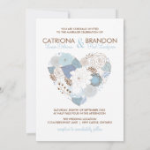 Blue Floral Heart Winter Wedding Invitation (Dos)