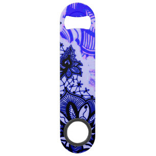 Blue Floral Henna Lace Artistic Unistic Speed Flessenopener