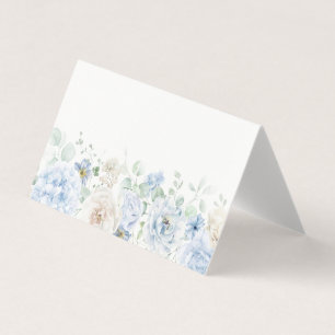 Blue Floral Hydrangea Bloom Place Carte Décor Tabl