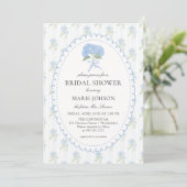 Blue Floral Hydrangea Bridal Shower Invitation (Debout devant)