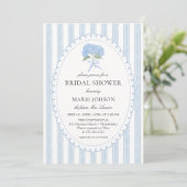 Blue Floral Hydrangea Bridal Shower Invitation (Debout devant)