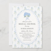 Blue Floral Hydrangea Bridal Shower Invitation Kaart (Voorkant)