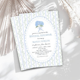 Blue Floral Hydrangea Bridal Shower Invitation Kaart