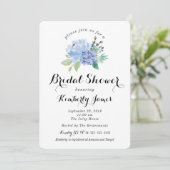 Blue Floral Hydrangea Bridal Shower Uitnodiging (Staand voorkant)