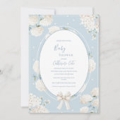 Blue Floral Hydrangea Elegant Baby Shower Kaart (Voorkant)