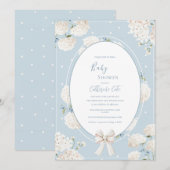 Blue Floral Hydrangea Elegant Baby Shower Kaart (Voorkant / Achterkant)