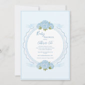 Blue Floral Hydrangea Elegant Baby Shower  Kaart (Voorkant)