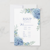Blue Floral Hydrangea RSVP-kaart RSVP Kaartje (Voorkant)