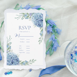 Blue Floral Hydrangea RSVP-kaart RSVP Kaartje