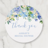 Blue Floral Hydrangea Vrijgezellenfeest Hartelijk  Bedankjes Labels (Achterkant)
