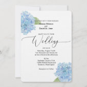 Blue Floral Hydrangea Wedding Invitation design Kaart (Voorkant)
