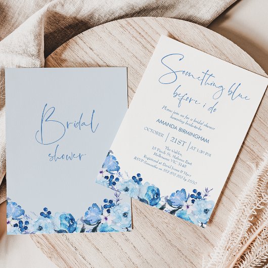 Blue Floral Iets blauw Vrijgezellenfeest Kaart