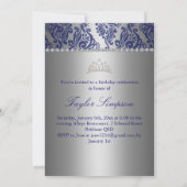 Blue Floral Imprimer Photo Sweet 16 invitation d'a (Dos)