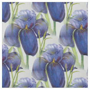 Blue Floral Iris Stof