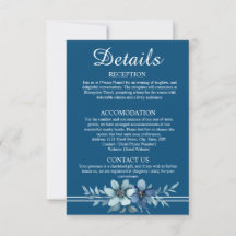 Blue Floral Islamique Mariage Détails Carte de boî