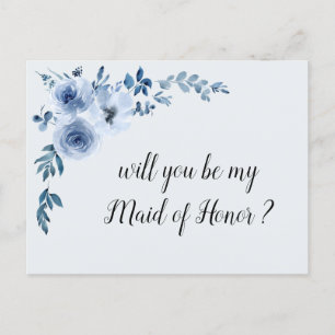 Blue Floral, jij wordt mijn bruidsmeisje kaart
