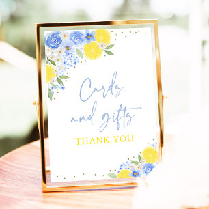 Blue Floral Lemon Kaarten & Gifts Vrijgezellenfees Poster