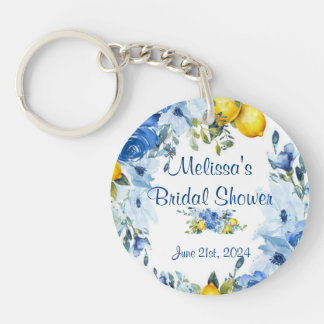 Blue Floral Lemons Sleutelhanger Favor