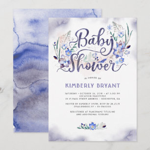 Blue Floral Little Man - Boy Baby shower Kaart