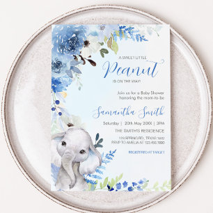 Blue Floral Little Peanut Baby shower Kaart