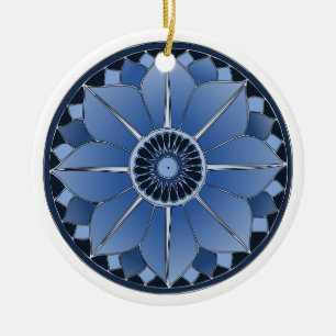 Blue Floral Lotus New age Spiritueel Mandala Keramisch Ornament
