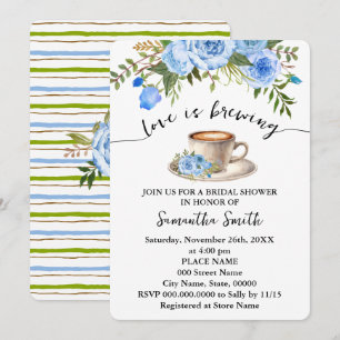 Blue Floral Love is het brouwen van koffie Vrijgez Kaart