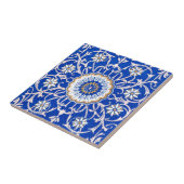 Blue Floral Mandala Pattern Tegeltje (Zijkant)