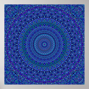 Blue Floral Mandala Poster