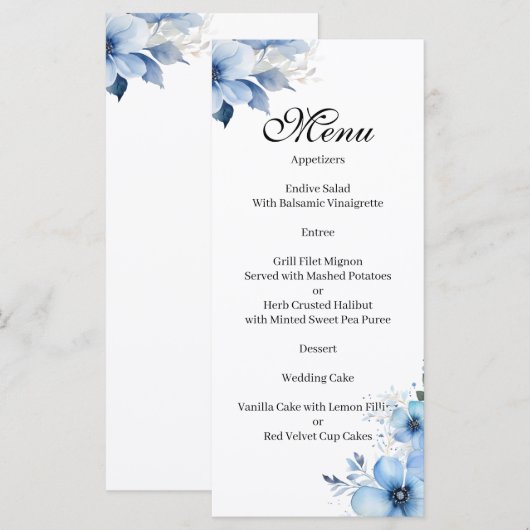 Blue floral Menu (Devant / Derrière)