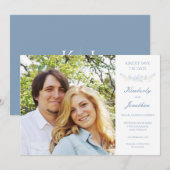 Blue Floral met de kaart voor de datum opslaan (Voorkant / Achterkant)