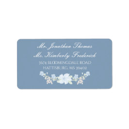Blue Floral met groot adreslabel Etiket