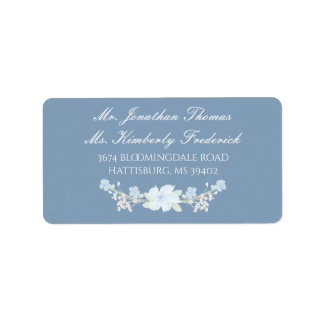Blue Floral met groot adreslabel Etiket