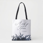 Blue Floral met Maid of Honor Script Draagtas (Voorkant)