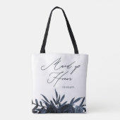 Blue Floral met Maid of Honor Script Draagtas (Achterkant)