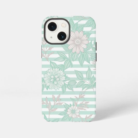 Blue Floral Minimalist iPhone Hoesje (Achterkant)