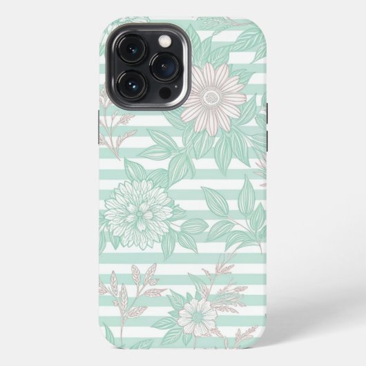 Blue Floral Minimalist iPhone Hoesje (Achterkant)