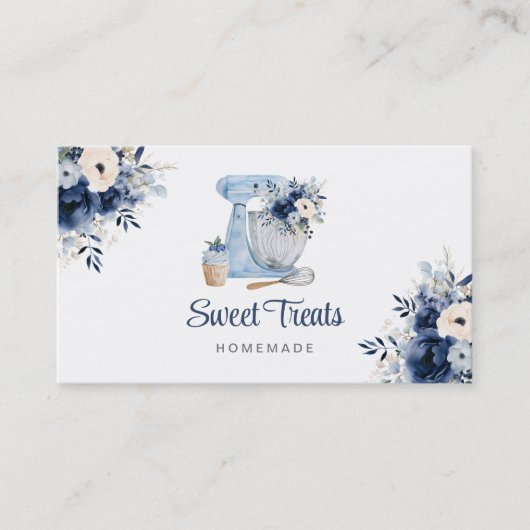 Blue Floral Mixer Visitekaartje (Voorkant)