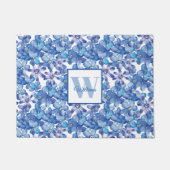 Blue Floral Monogram Deurmat (Voorkant)