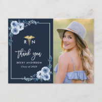 Blue Floral Nursing School afstuderen Dank u