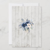 Blue Floral on Wood Wedding Invitation  Kaart (Achterkant)