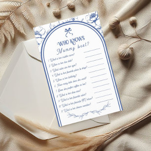 Blue Floral Ornament  Baby shower Game Flyer